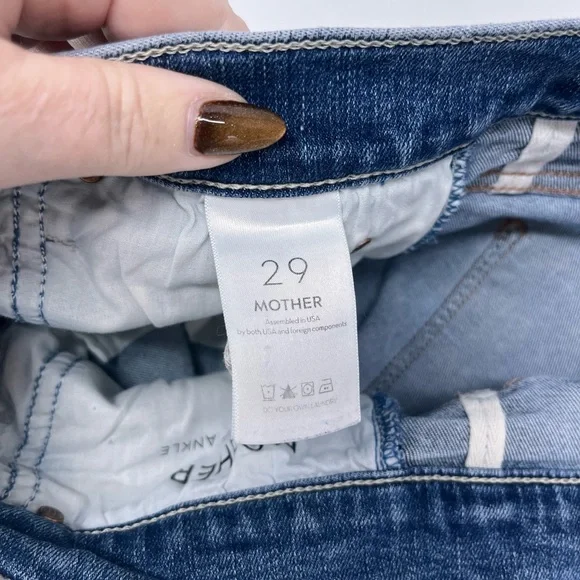 MOTHER Stunner Zip Ankle Step Fray Light Blue Skinny Jeans - Picture 7 of 7